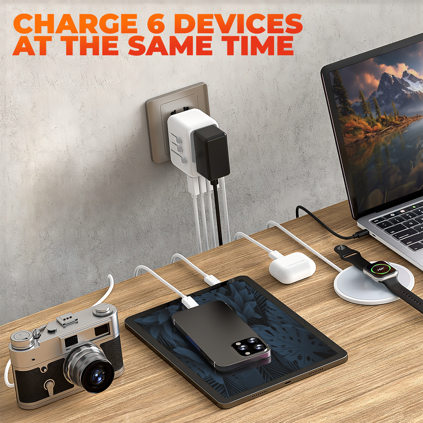 Universal Adapter 35W PD Faster Charging,  2A 3C ports , 10A Portable Charger, Travel Size Worldwide Wall Charger, 2500W Max, Use for 200+ Countries