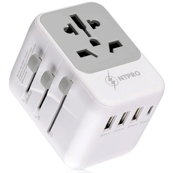 NTPRO 5-in-1 Universal Travel Adapter | 3 USB-A & 1 USB-C | 2500W |